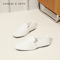 CHARLES＆KEITH2021春季CK1-70900162-1女士绊带毛绒平底乐福鞋 White白色 37