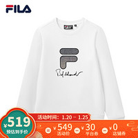 FILA 斐乐官方 女子套头卫衣新款时尚休闲优雅logo卫衣女 标准白-WT 160/80A/S