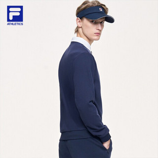 FILA ATHLETICS斐乐男士针织长袖POLO衫2021春季新款针织上衣男 RD宝蓝-NV 170/92A/M