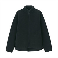 無印良品 無印良品 MUJI女式 弹力 长毛抓绒 夹克 BBJ07A0A 短款外套 黑色 XS-S