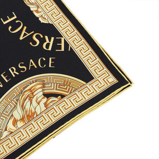 范思哲 VERSACE 奢侈品 21春夏 女士桑蚕丝黄色美杜莎印花方形丝巾 黑色 IFO9001 1F00606 5B000