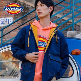 Dickies 20秋冬夹克男拉链连帽夹克外套 工装大口袋夹克 潮流撞色压线上衣休闲运动外套DK008145 深藏青色 XL