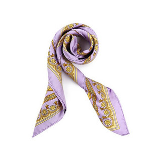 范思哲 VERSACE 奢侈品 女士桑蚕丝黄色印花方形丝巾 浅紫色 IFO7001 IT03057 5L090