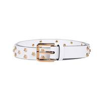 VERSACE 范思哲 女士皮质美杜莎铆钉装饰针扣皮带腰带 白色 DCDI015 DV3TNM KVO0A 80cm