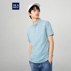 HLA 海澜之家 HLA海澜之家POLO衫男2021夏季时尚花纹棉纶舒适微弹亲肤休闲短THNTPD2D051A浅蓝花纹(51)175/92A(50)