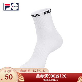 FILA FUSION斐乐男子中腰袜2020秋季新款潮流时尚运动中长袜子 标准白-WT M