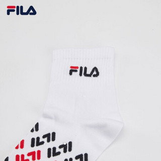 FILA 斐乐官方 男士中腰袜 2021春季新款棉袜时尚舒适运动袜中袜子 标准白-WT XS