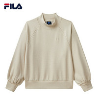 FILA 斐乐官方 女子套头卫衣 2020冬季新款针织套头衫时尚内搭女 浅牙色-BG 170/88A/L