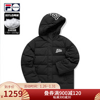 FILA FUSION 斐乐女士羽绒服2020冬新款潮流运动棒球服外套 深黑-BK 165/84A/M