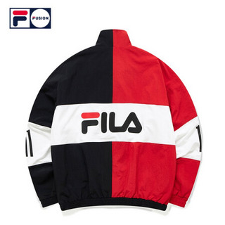 FILA FUSION斐乐男士梭织上衣2021春夏新款撞色拼接运动外套男 红色-RD 175/96A/L