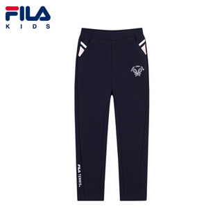 FILA KIDS 斐乐儿童中大童女童针织长裤2021春季新款运动时尚长裤 RD宝蓝-Nv 110