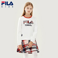 FILA KIDS 斐乐儿童套头卫衣中大童女童2021春季时尚简约潮流卫衣 玉石白-WT 110cm(110)