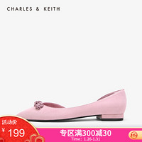 CHARLES＆KEITH低帮鞋SL1-70900005立体花朵饰女士尖头低跟鞋 粉红色Pink 34