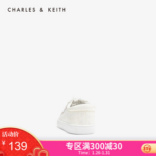 CHARLES＆KEITH童鞋CK9-71700049双蝴蝶结饰女童舒适休闲鞋 White白色 22