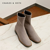 CHARLES＆KEITH2021春季CK1-90900085女士方头低跟切尔西靴 Taupe灰褐色 36