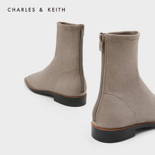 CHARLES＆KEITH2021春季CK1-90900085女士方头低跟切尔西靴 Taupe灰褐色 36