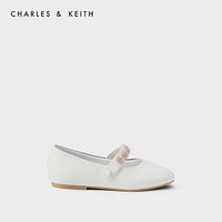 CHARLES＆KEITH2021春季新品CK9-70900019儿童花朵绊带装饰平底鞋 White白色 26