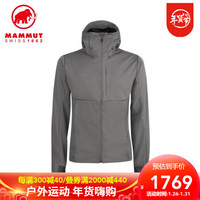 MAMMUT猛犸象Ultimate男士春秋GORE防泼水透气修身连帽软壳外套 钛灰色-黑灰混色 L(欧码偏大一码)