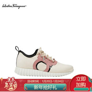 菲拉格慕(Salvatore Ferragamo)女士波浪鞋底织物/牛皮革运动鞋0734133_1C _ 70（20FW秋冬）