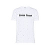 缪缪MIU MIU 女士白色装饰元素平纹针织T恤 MJN240-1XE1-F0009 S