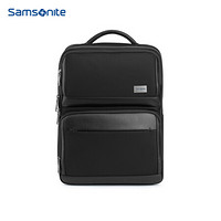 Samsonite/新秀丽双肩包男士商务电脑包简约时尚牛皮革背包TW0 黑色