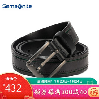 Samsonite/新秀丽男士皮带针扣牛皮腰带商务休闲裤腰带BW5*09018黑色