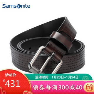 Samsonite/新秀丽男士皮带针扣牛皮腰带压花设计商务休闲裤腰带BW5*09017 深咖色