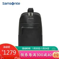 Samsonite/新秀丽男士胸包时尚休闲单肩包配皮户外运动包斜挎包TW4*09003黑色