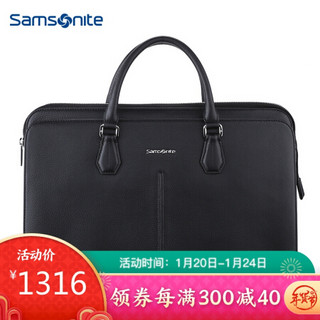 新秀丽（Samsonite）MARAIS精品商务男士手提包横式大号牛皮公文包68B*09009 黑色