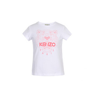 高田贤三 KENZO KIDS 奢侈品童装 20春夏款 女童棉质虎头图案短袖T恤 白色 KQ10258 01P 4A/4岁/104cm