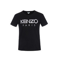 KENZO 高田贤三 女士黑色棉质贴布LOGO圆领短袖T恤 FA5 2TS701 990 99 S码 160/76A