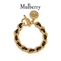 Mulberry 玛珀利 2020秋冬新款中号圆形饰牌皮革链条手镯QB2323 黑-金色