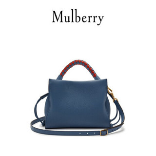 Mulberry/玛珀利2020新款女包Iris小号浅军蓝色编织手提斜挎包HH6267 浅军蓝-锈红色