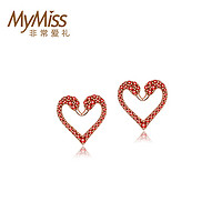 Mymiss 非常爱礼 ME-0748A 爱心红天鹅银镀玫瑰金耳饰