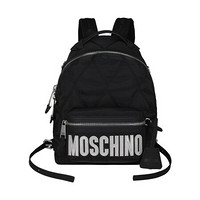 莫斯奇诺 MOSCHINO 黑色/银色LOGO 双肩包 7 B7604 8205 2555 女款 20秋冬