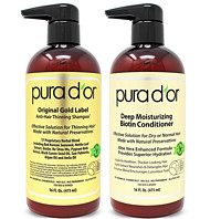 pura d'or Pura D'or 生物素原始金标防掉发洗发水和护发素套装