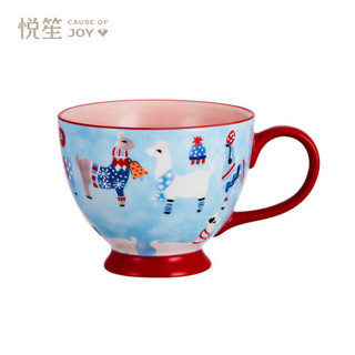 佳佰·悦笙 美式卡通马克杯陶瓷杯子早餐牛奶麦片咖啡杯 男女情侣杯 大容量办公茶水杯子400毫升
