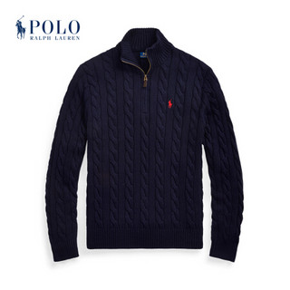 Ralph Lauren/拉夫劳伦男装 2021年早春绞花编结棉质针织毛衫13135 400-蓝色 M