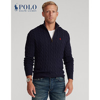 Ralph Lauren/拉夫劳伦男装 2021年早春绞花编结棉质针织毛衫13135 400-蓝色 M