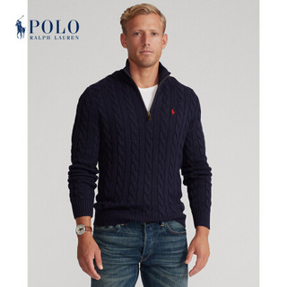 Ralph Lauren/拉夫劳伦男装 2021年早春绞花编结棉质针织毛衫13135 400-蓝色 M