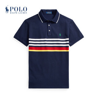 Ralph Lauren/拉夫劳伦男装 2021年春季定制修身版型条纹网眼布Polo衫13163 410-海军蓝 M