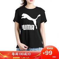 彪马 PUMA 女子 生活系列 Classics Logo Tee 短袖T恤 596512 01黑色 M码 (亚洲码)