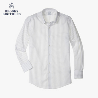 Brooks Brothers/布克兄弟男士Supima棉免烫条纹衬衫商务通勤 0001-白色 15/32