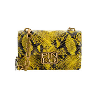 pinko21ss春夏款奢侈品女士蛇纹logo字母锁扣装饰小号单肩斜挎包1p223