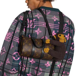 商品lv路易威登男包2021春夏系列allnano手袋帆布质地卡通针织 棕色