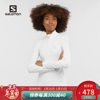 萨洛蒙（Salomon）女款 户外运动抓绒上衣COMET SEAMLESSHALFZIP 白色C14379 L