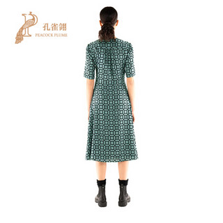 FERRAGAMO/菲拉格慕2021新款女士时尚经典Gancini 真丝连衣裙 绿色 36