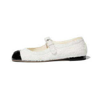 CHANEL香奈儿女鞋玛丽珍鞋织物与小羊漆皮G36482 Y55124 K2602 白与黑跟 