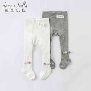 davebella戴维贝拉童装女童连裤袜儿童袜子女宝宝春装2021新款婴儿连脚袜幼儿打底裤 灰色 90cm（3Y(建议身高80-90cm））