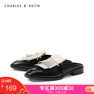 CHARLES＆KEITH2021春季CK1-70900221女士片状流苏饰低跟穆勒鞋 Multi综合色 37
